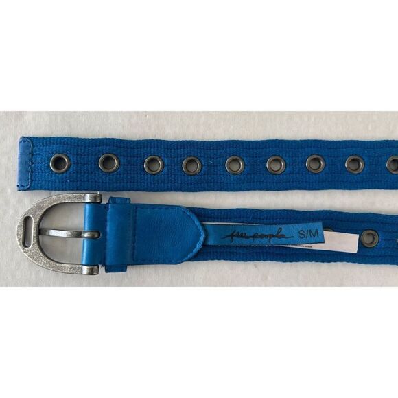 Free People Womens Sz S/M Blue Belt Canvas Leather NEW - Picture 9 of 9
